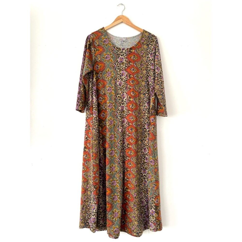 NATURAL LIFE Sweater Knit Maxi Dress Sz L Cottage core Granola Girl Boho Cozy - Picture 2 of 10